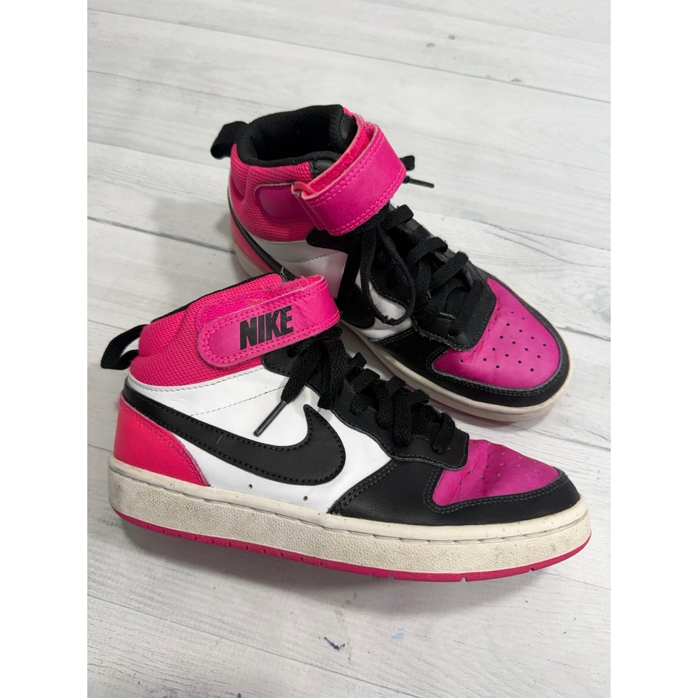 KIDS' NIKE LITTLE KID COURT BOROUGH MID 2 SNEAKERS pink black youth size 4